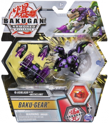 Figurina bila Bakugan S2 Ultra Howlkor cu echipament Baku-gear Mechclaws Spin Master
