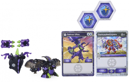 Figurina bila Bakugan S2 Ultra Sairus cu echipament Baku-gear Spin Master