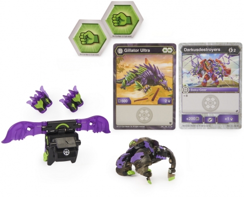 Figurina bila Bakugan S2 Ultra Gillator cu echipament Baku-gear Darkusdestroyers Spin Master