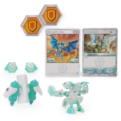 Figurina bila Bakugan S2 Ultra Batrix cu echipament turcoaz Baku-gear Spin Master