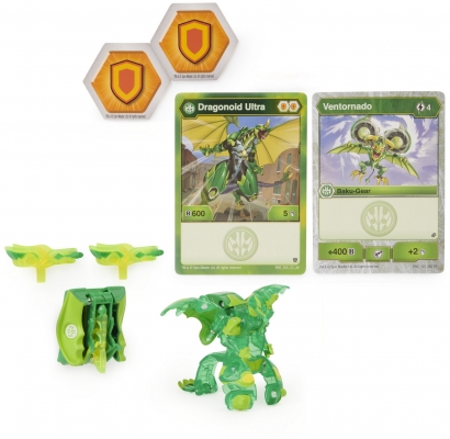 Figurina bila Bakugan S2 Ultra Dragonoid cu echipament Baku-gear Ventornado Spin Master