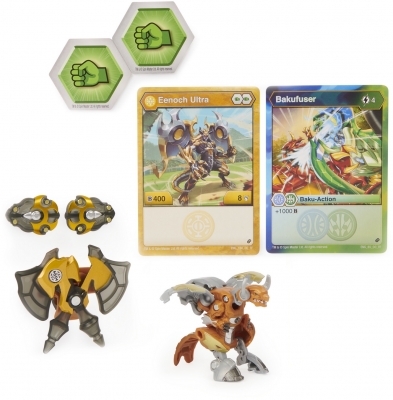 Figurina bila Bakugan S2 Ultra Eenoch cu echipament Baku-gear Bakufuser Spin Master