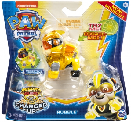 Figurina luminoasa Rubble Charged Up Patrula Catelusilor Spin Master