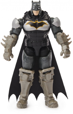 Figurina Batman costum cu armura, negru, 10 cm, cu 3 accesorii surpriza Spin Master
