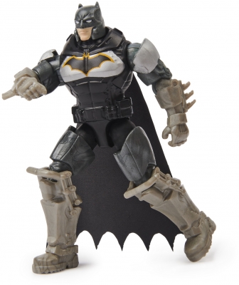 Figurina Batman costum cu armura, negru, 10 cm, cu 3 accesorii surpriza Spin Master