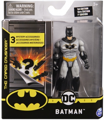 Figurina Batman costum gri, 10 cm, cu 3 accesorii surpriza Spin Master