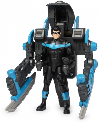 Figurina Nightwing, 10 cm, cu mega accesorii pentru lupta Spin Master