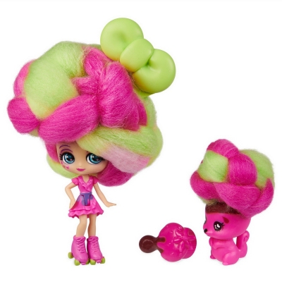 Papusa Candy Locks si animalut misterioase si parfumate Straw Carrie Mudslide Spin Master