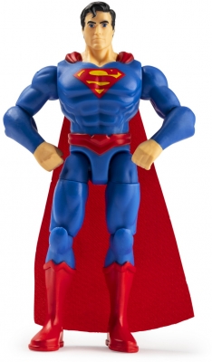 Figurina Superman flexibila, costum albastru, 10 cm, cu 3 accesorii Spin Master