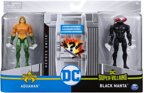 SET 2 FIGURINE ARTICULATE AQUAMAN SI BLACK MANTA CU 6 ACCESORII SPIN MASTER