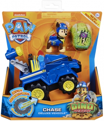 PATRULA CATELUSILOR SET VEHICUL CU CATELUS CHASE SI FIGURINA DINO SURPRIZA SPIN MASTER