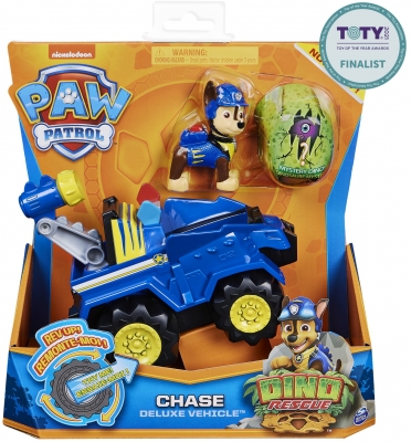 PATRULA CATELUSILOR SET VEHICUL CU CATELUS CHASE SI FIGURINA DINO SURPRIZA SPIN MASTER