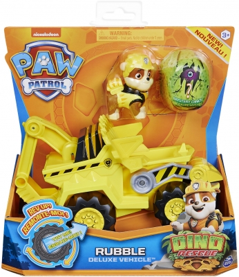 PATRULA CATELUSILOR SET VEHICUL CU CATELUS RUBBLE SI FIGURINA DINO SURPRIZA SPIN MASTER