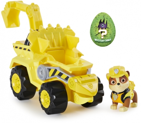 PATRULA CATELUSILOR SET VEHICUL CU CATELUS RUBBLE SI FIGURINA DINO SURPRIZA SPIN MASTER