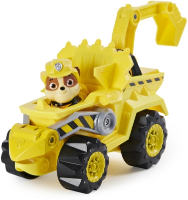 PATRULA CATELUSILOR SET VEHICUL CU CATELUS RUBBLE SI FIGURINA DINO SURPRIZA SPIN MASTER