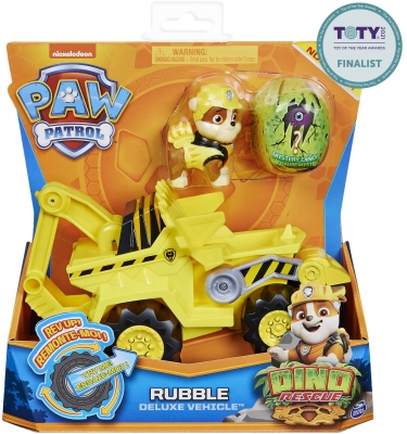 PATRULA CATELUSILOR SET VEHICUL CU CATELUS RUBBLE SI FIGURINA DINO SURPRIZA SPIN MASTER
