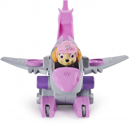 PATRULA CATELUSILOR SET VEHICUL CU CATELUSA SKYE SI FIGURINA DINO SURPRIZA SPIN MASTER