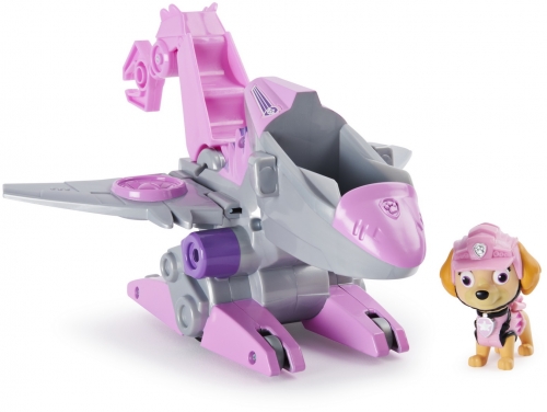 PATRULA CATELUSILOR SET VEHICUL CU CATELUSA SKYE SI FIGURINA DINO SURPRIZA SPIN MASTER