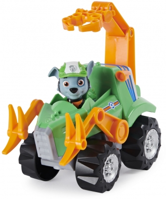 PATRULA CATELUSILOR SET VEHICUL CU CATELUS ROCKY SI FIGURINA DINO SURPRIZA SPIN MASTER