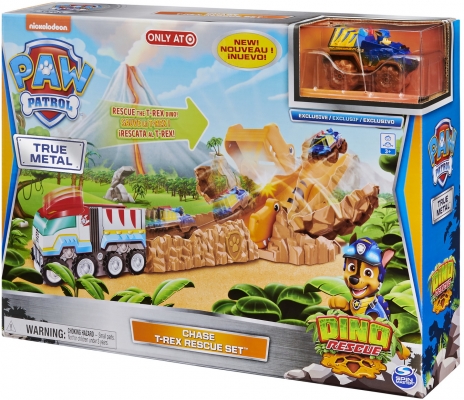 PATRULA CATELUSILOR SETUL CU PISTA DE SALVARE CHASE AL DINOZAURULUI T-REX SPIN MASTER