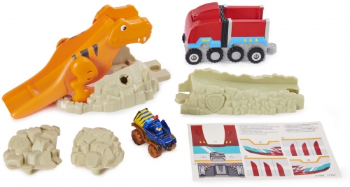 PATRULA CATELUSILOR SETUL CU PISTA DE SALVARE CHASE AL DINOZAURULUI T-REX SPIN MASTER