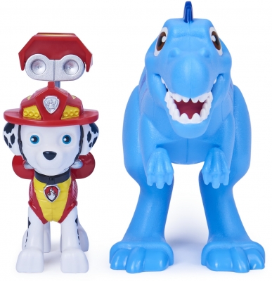 PATRULA CATELUSILOR SET FIGURINA CATELUS MARSHALL SI DINOZAUR VELOCIPTOR SPIN MASTER