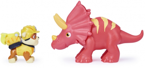 PATRULA CATELUSILOR SET FIGURINA CATELUS RUBBLE SI DINOZAUR TRICERAPTOR SPIN MASTER