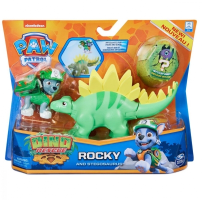 PATRULA CATELUSILOR SET FIGURINA CATELUS ROCKY SI DINOZAURUL STEGOSAURUS SPIN MASTER