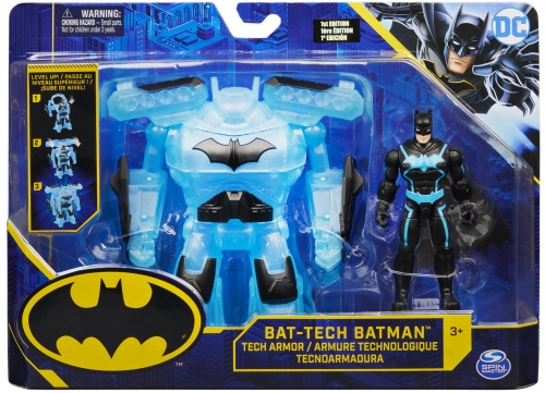Figurina Batman Deluxe cu armura High Tech cu 11 puncte de articulatie, 10 cm, Spin Master