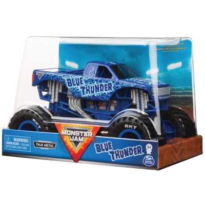 Masina de jucarie Machete Metalice, scara 1 la 24, Blue Thunder Monster Jam Spin Master