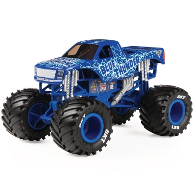 Masina de jucarie Machete Metalice, scara 1 la 24, Blue Thunder Monster Jam Spin Master