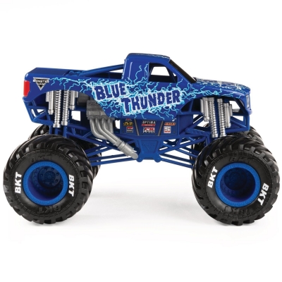 Masina de jucarie Machete Metalice, scara 1 la 24, Blue Thunder Monster Jam Spin Master