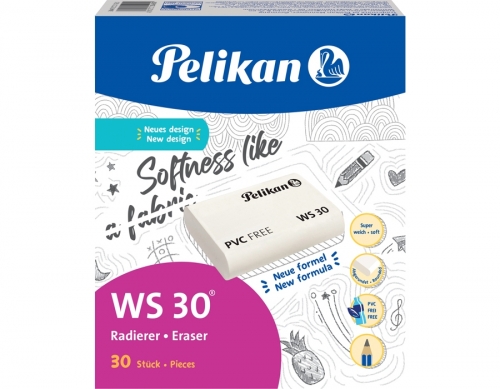 Radiera WS 30 cotton, plastic, alb, fara ftalat, Pelikan