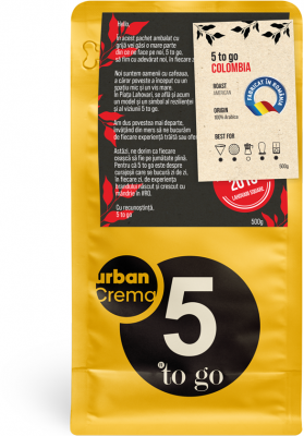 Cafea boabe Columbia Urban Crema, 500g, 5 to go