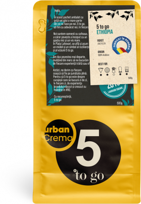 Cafea boabe Ethiopia Urban Crema, 500g, 5 to go