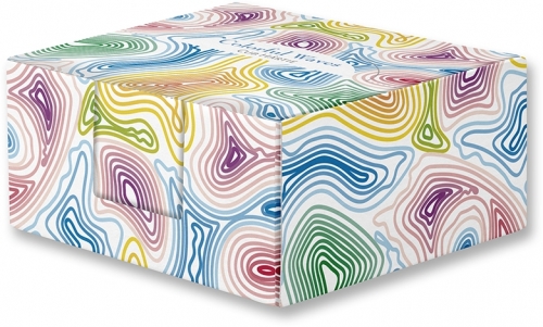 Cub hartie + Cutie carton, 9 x 9 cm, Colorful Waves