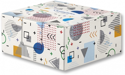 Cub hartie + Cutie carton, 9 x 9 cm, Geometries