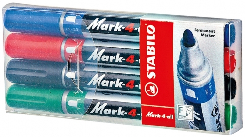 Marker permanent Mark 4 all 4 culori/set Stabilo