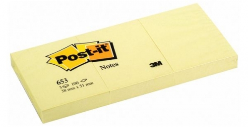 Notite adezive galbene Post-It® 3 buc/set 38 mm x 51 mm 100 file/buc 3M