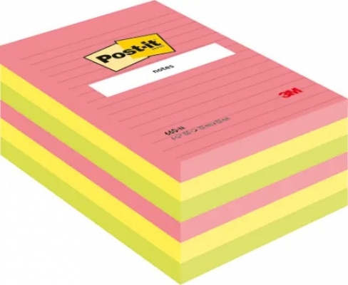 Notite adezive neon liniate Post-It® 102 mm x 152 mm 100 file/buc 3M