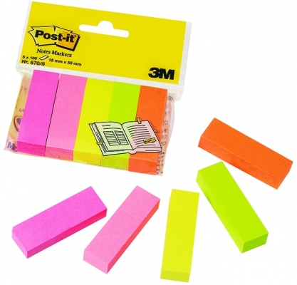 Notite adezive Post-It® index 15 mm x 50 mm 5/set 3M