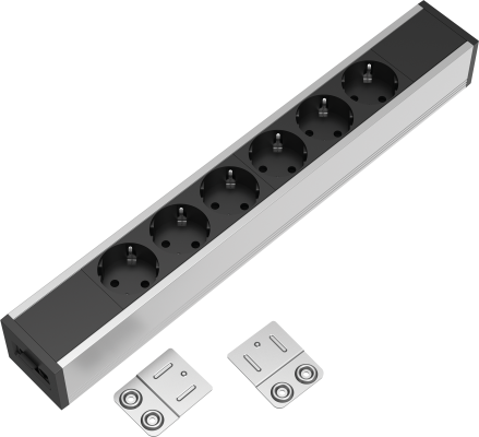 Bloc priza modulara eGST, Filex Power Strip, 6 iesiri, aluminiu/negru, Fellowes