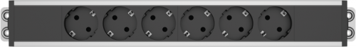 Bloc priza modulara eGST, Filex Power Strip, 6 iesiri, aluminiu/negru, Fellowes