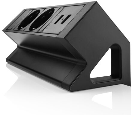 Priza modulara Fellowes, Filex Power Desk Up 2.0 cu 2 prize 230V, 2x USB-A, eGST, Negru