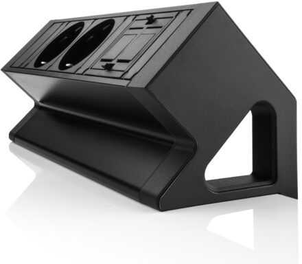 Priza modulara Fellowes, Filex Power Desk Up 2.0 cu 2 prize 230V si 1 slot Keystone, Conector eGST, Negru