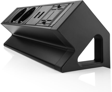 Priza modulara Fellowes, Filex Power Desk Up 2.0 cu 2 prize 230V, 2x USB-A, 1 slot Keystone, eGST, Negru