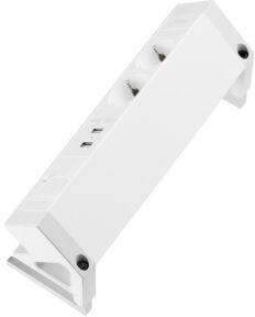 Priza modulara Fellowes Filex Power Desk Up 2.0 cu 2 prize modulare 230V, 2x USB-A, 1 slot Keystone, eGST, Alb