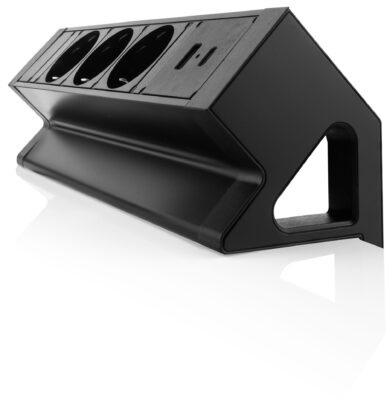 Priza modulara Fellowes, Filex Power Desk Up 2.0 cu 3 prize 230V, USB-A + USB-C (15.5W), eGST, Negru