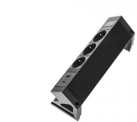 Priza modulara Fellowes, Filex Power Desk Up 2.0 cu 3 prize 230V, USB-A + USB-C (15.5W), eGST, Negru