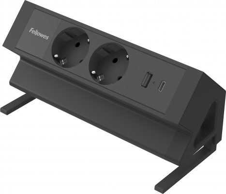 Priza modulara Fellowes, Filex Power Desk Up 2.0 cu 2 prize 230V, USB-A + USB-C (15.5W), eGST, Negru